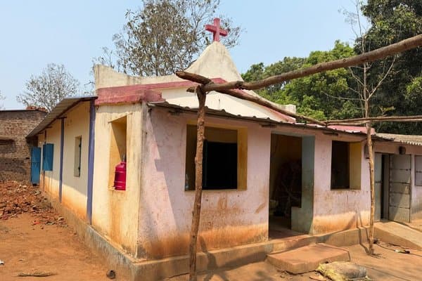 A rural village community building in a tribal area served by MERCE Charitable Trust